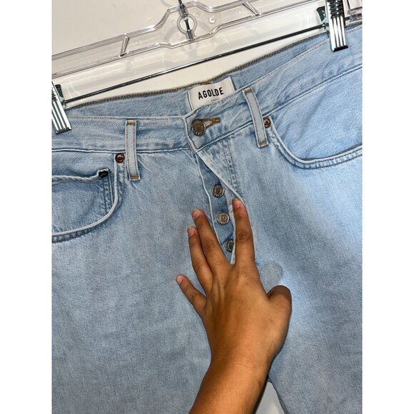 AGOLDE PARKER Jeans Button Fly Straight Cropped Relaxed Pivot Light Wash 26 - Picture 4 of 11